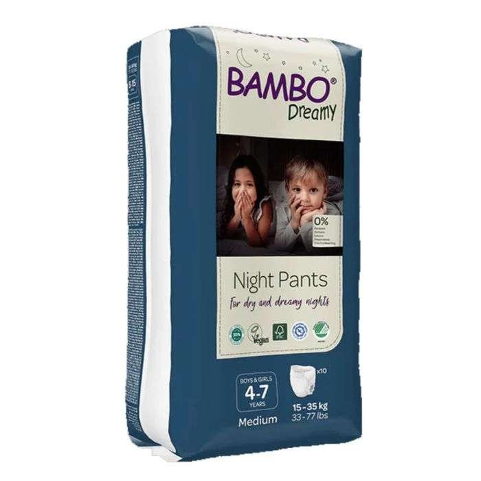 bambo-nature-bambo-dreamy-night-pants-filles-et-garcons-medium-4-7-ans-15-35-kg-10-unites-changes-bebe.jpg BAMBO DREAMY NIGHT PANTS FILLES ET GARCONS MEDIUM 4-7 ANS 15-35 KG 10 unites – Image 1