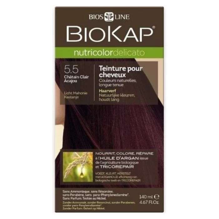 biokap-biokap-nutricolor-delicato-55-chatain-clair-acajou-coloration.jpg BIOKAP NUTRICOLOR DELICATO 5.5 CHATAIN CLAIR ACAJOU – Image 1