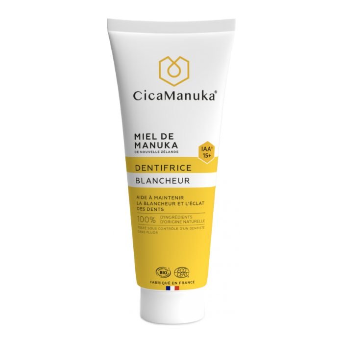 cicamanuka-cicamanuka-miel-de-manuka-iaa-15-dentifrice-blancheur-75-ml-dentifrices-blanchissants.jpg CICAMANUKA MIEL DE MANUKA IAA 15+DENTIFRICE BLANCHEUR 75 ML – Image 1