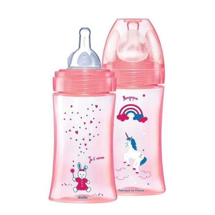 dodie-biberon-anti-colique-tetine-ronde-3-vitesses-270ml-rose-licorne-0-6-mois.jpg DODIE BIBERON ANTI COLIQUE TETINE RONDE 3 VITESSES + 270ML ROSE LICORNE 0-6 MOIS – Image 1