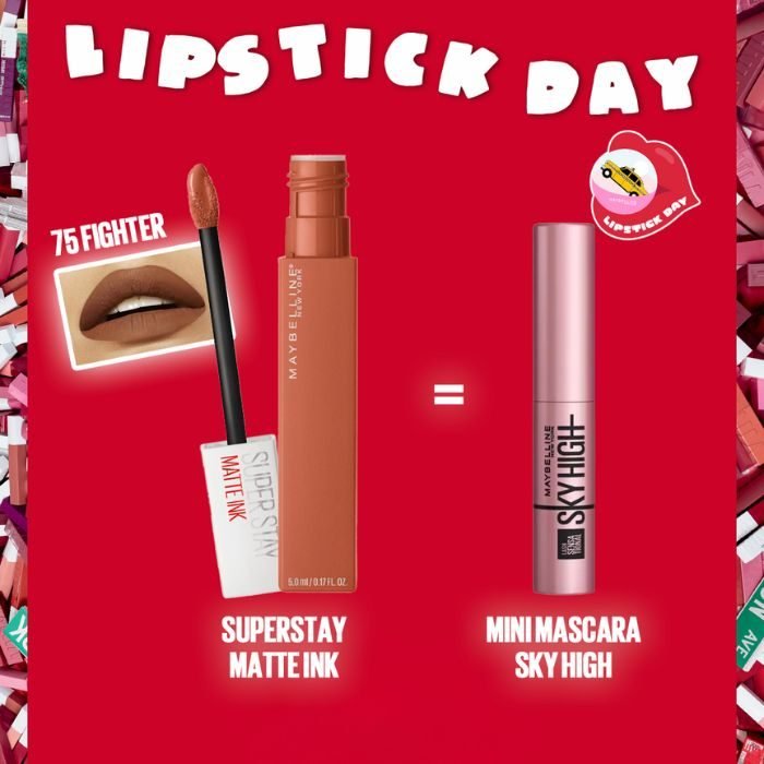 maybelline-offre-rouge-a-levres-mat-liquide-longue-tenue-superstay-matte-ink-5-ml-mini-mascara-sky-high-offert.jpg MAYBELLINE OFFRE ROUGE A LEVRES MAT LIQUIDE LONGUE TENUE SUPERSTAY MATTE INK 5 ML + MINI MASCARA SKY HIGH OFFERT – Image 1