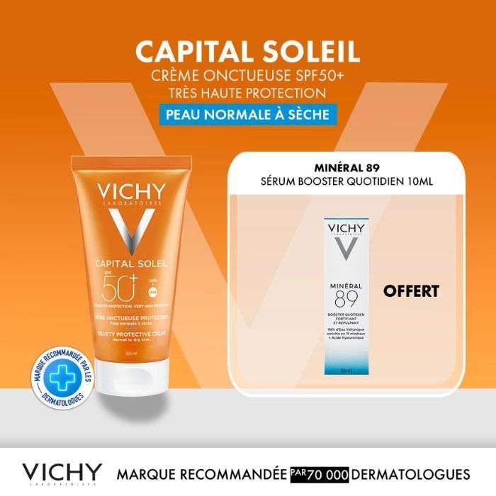 vichy-vichy-offre-capital-soleil-creme-onctueuse-peau-normale-a-seche-spf-50-50-ml-vichy-minerale-89-offert-10ml-cremes-solaires.jpg VICHY OFFRE CAPITAL SOLEIL CREME ONCTUEUSE PEAU NORMALE A SECHE SPF 50+ -50 ML + VICHY MINERALE 89 OFFERT 10ML – Image 1