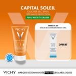 VICHY OFFRE CAPITAL SOLEIL EMULSION PROTECTRICE ANTI BRILLANCE PEAU MIXTE A GRASSE 50 ML SPF 50 + VICHY MPINERALE89 OFFERT 10ML